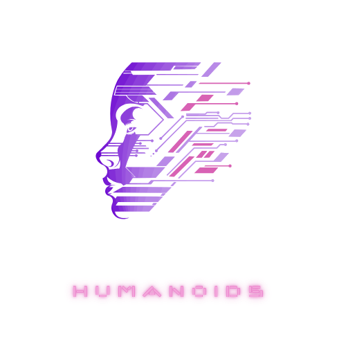 Emerging Humanoids logo showing digital robotic face, representing AI and future tech.